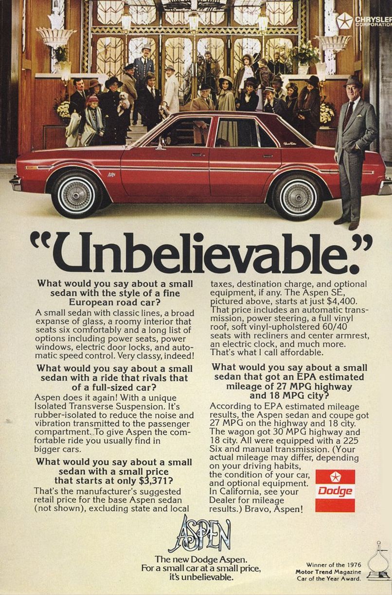 1976 Dodge Auto Advertising